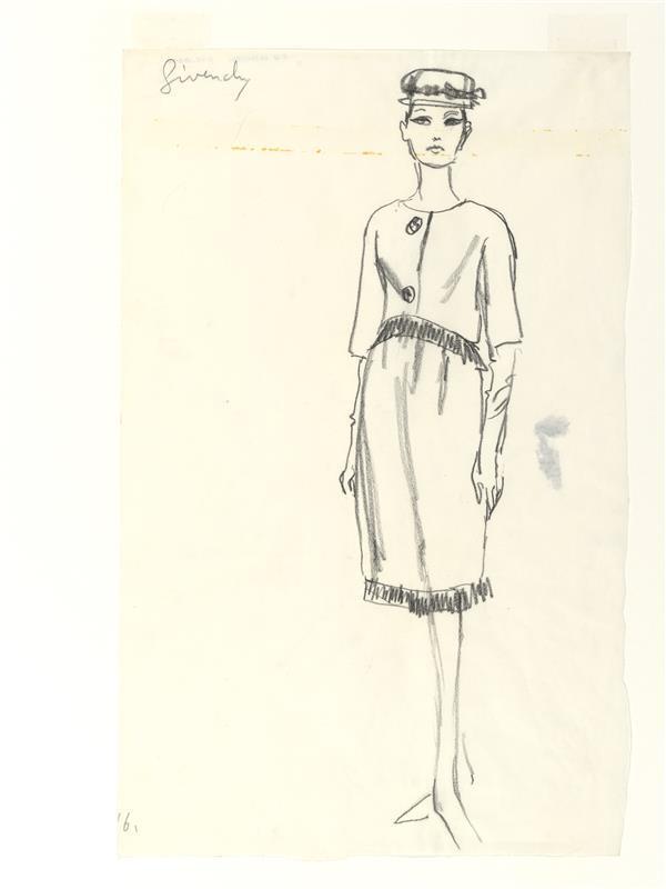 Hubert de Givenchy - ensemble van cocktailjurk en jasje (van donkerblauwe zijden shantung)