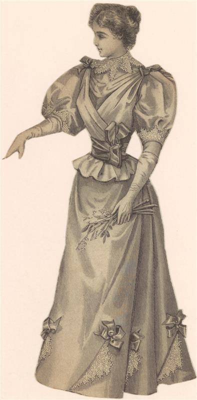 Vel met opgeplakte modebladknipsels van ca. 1890-1910