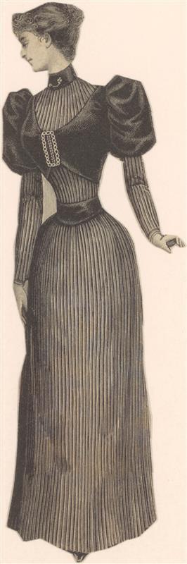 Vel met opgeplakte modebladknipsels van ca. 1890-1910