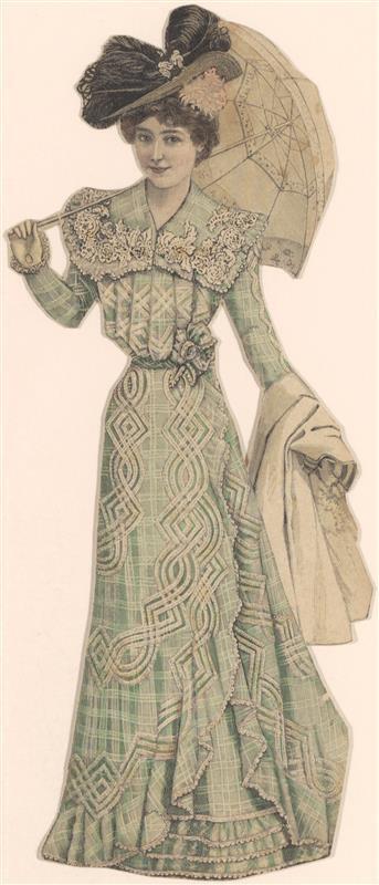 Vel met opgeplakte modebladknipsels van ca. 1890-1910