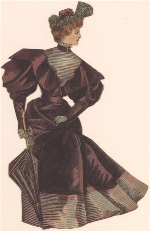 Vel met opgeplakte modebladknipsels van ca. 1890-1910