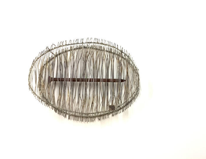 Broche twee ovalen met roestige spijker