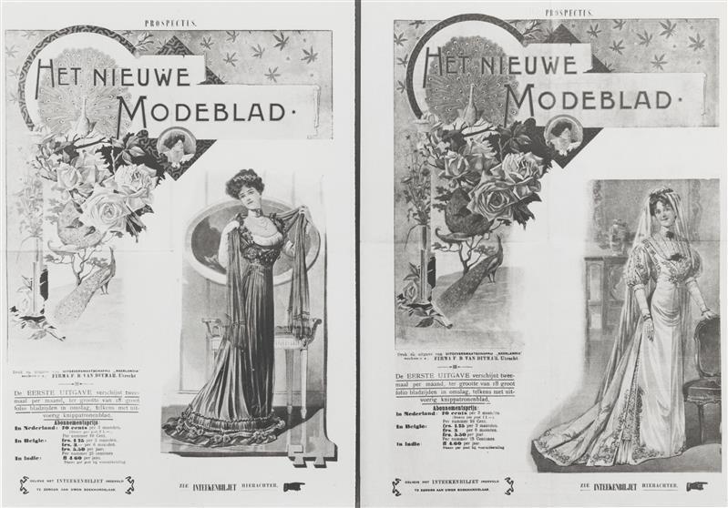 Twee prospectussen van Het Nieuwe Modeblad