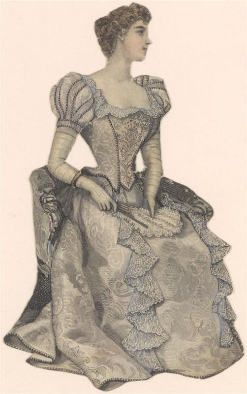 Vel met opgeplakte modebladknipsels van ca. 1890-1910