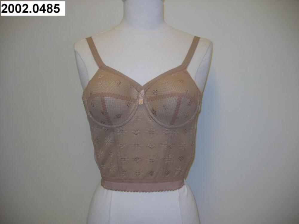 Bustier in lichtbruine nylon en kant