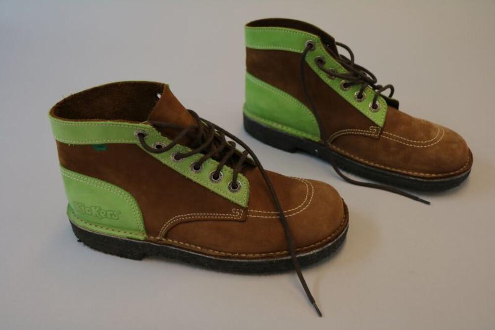 Schoenen in bruine en groene nubuck