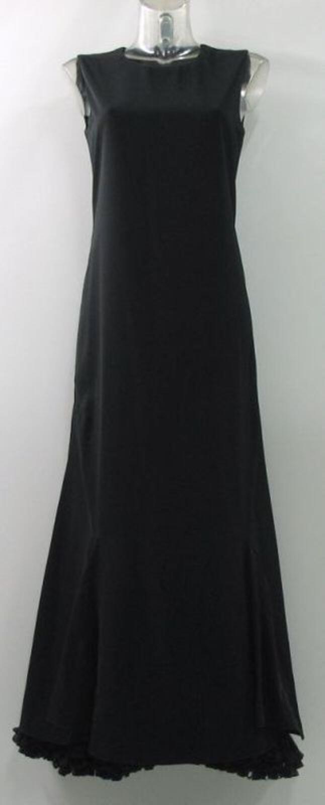 Jurk in zwarte polyester met afwerking in organza