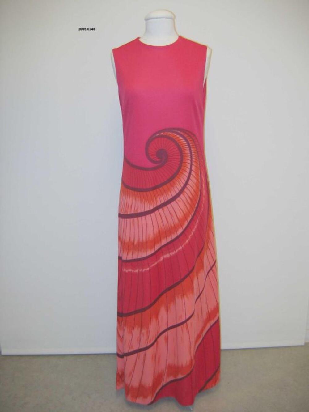 Mouwloze lange jurk in fuchsia tricot