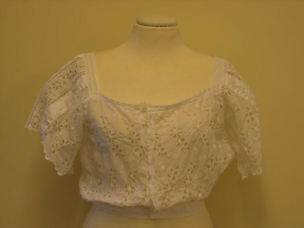 Cache-corset in wit katoen versierd met broderie anglaise