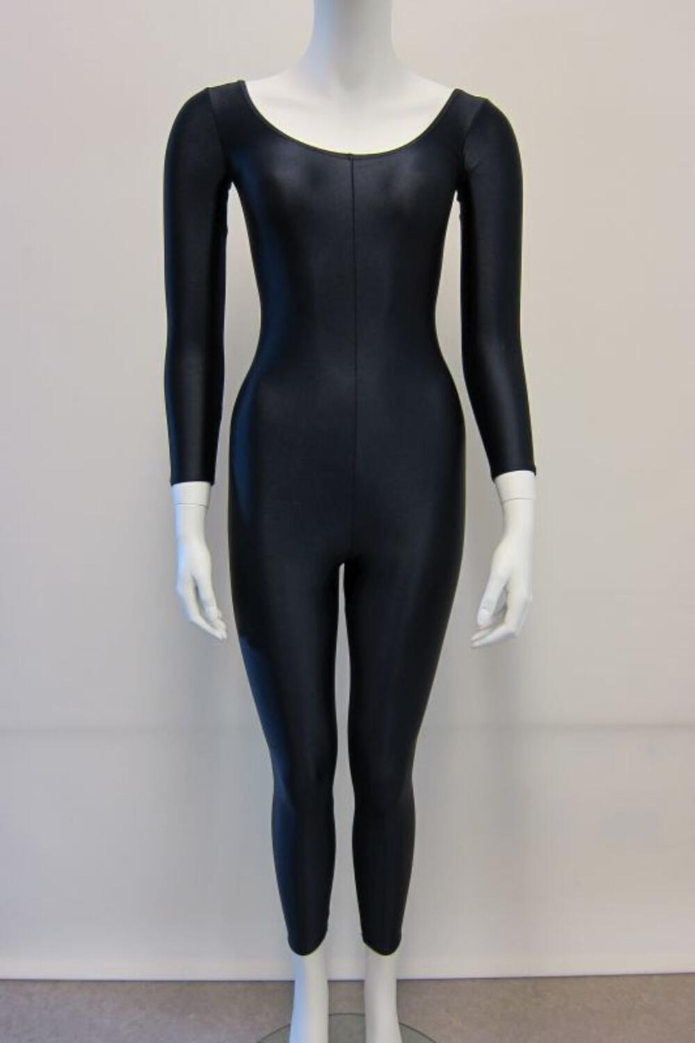 Catsuit in zwarte synthetische tricot