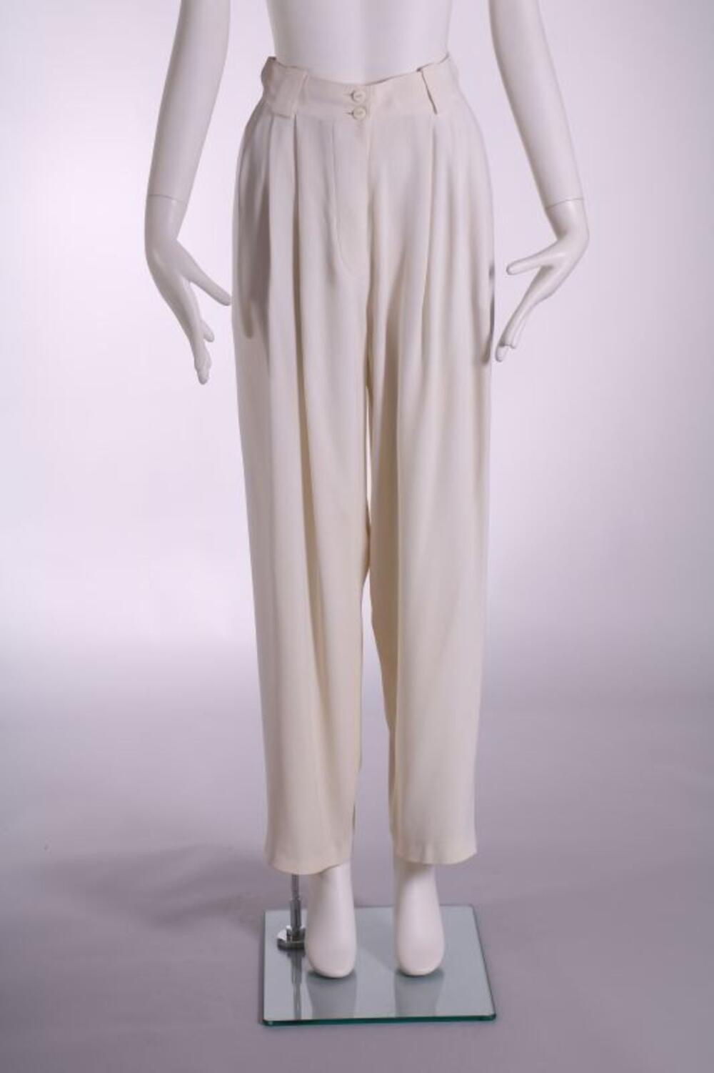 Broek in losse, witte crêpe