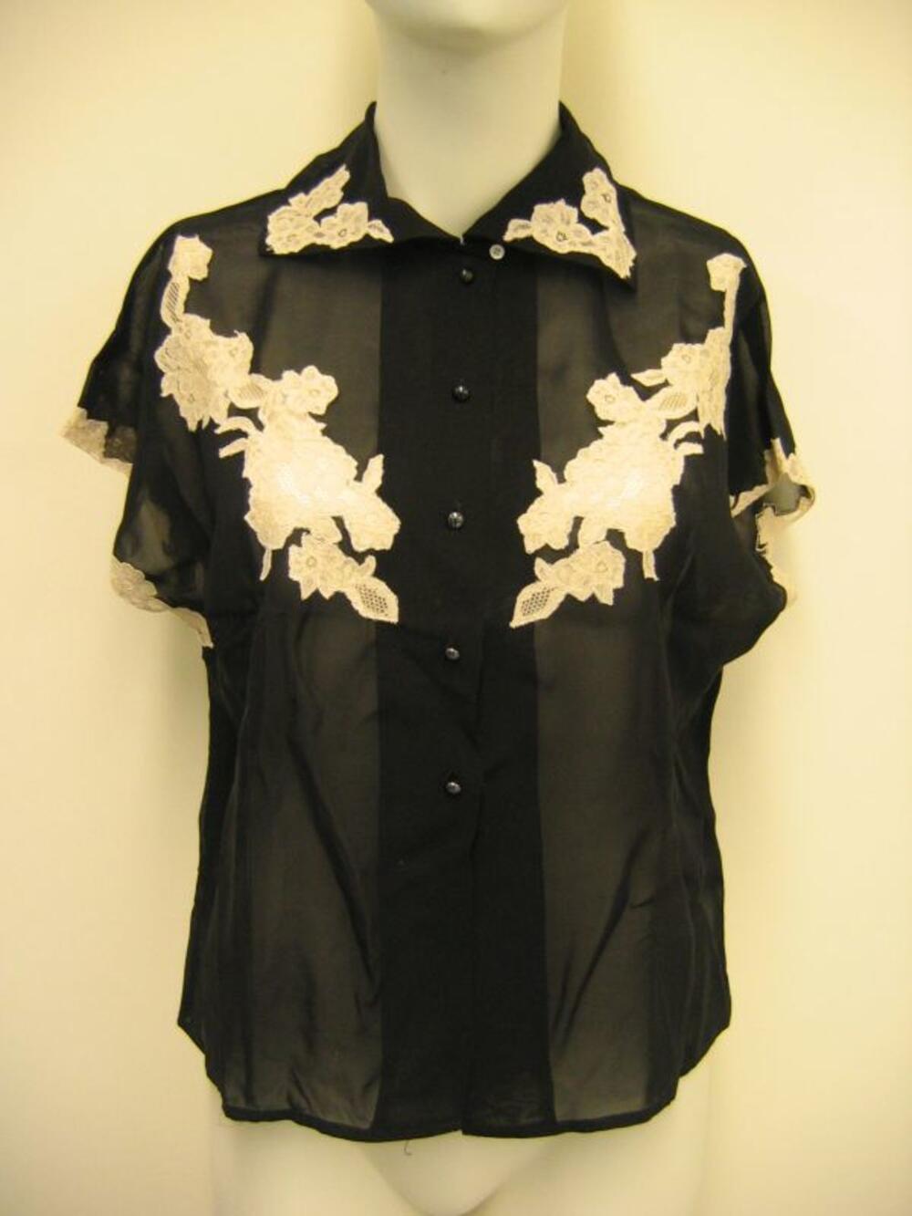 Blouse in zwarte synthetische voile
