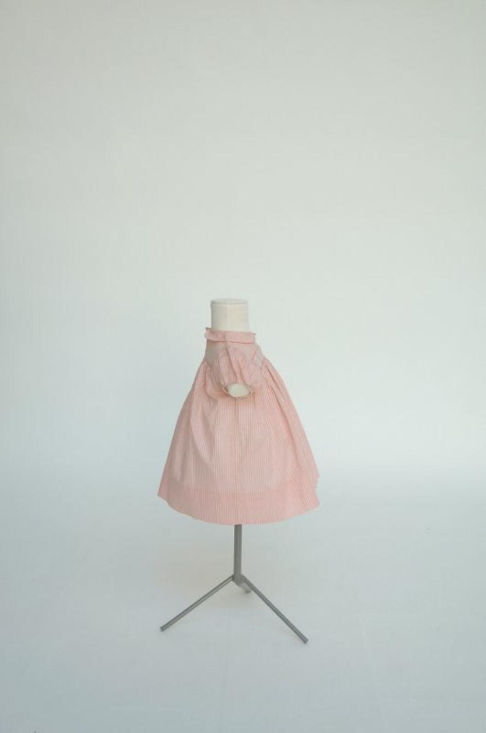 Jurk in katoen met roze en witte strepen