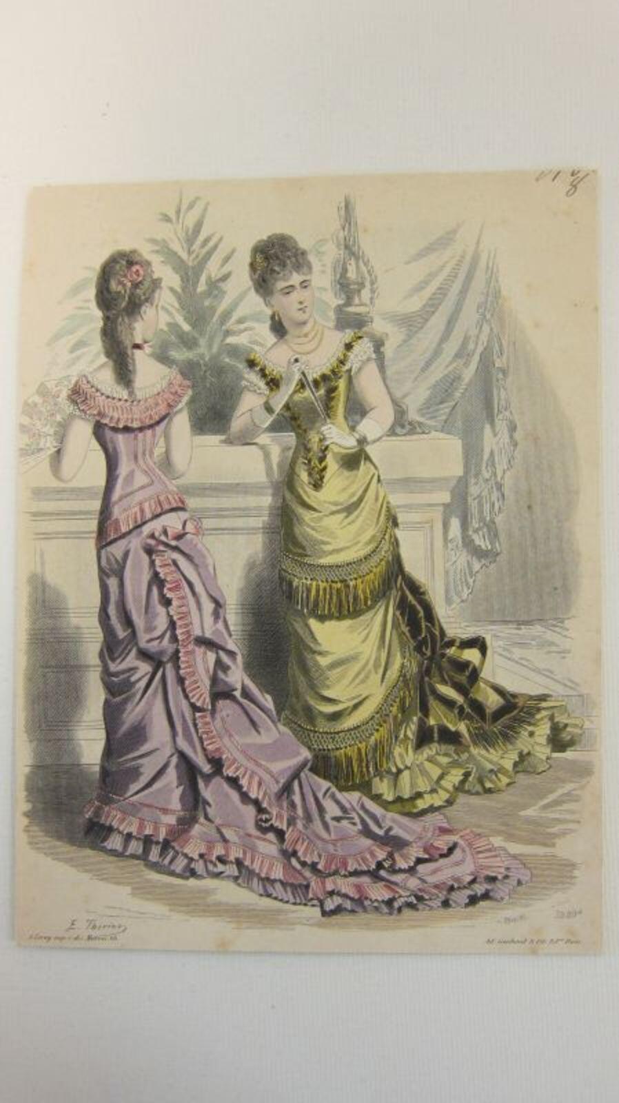 Kopergravure op papier met afbeelding van twee vrouwen