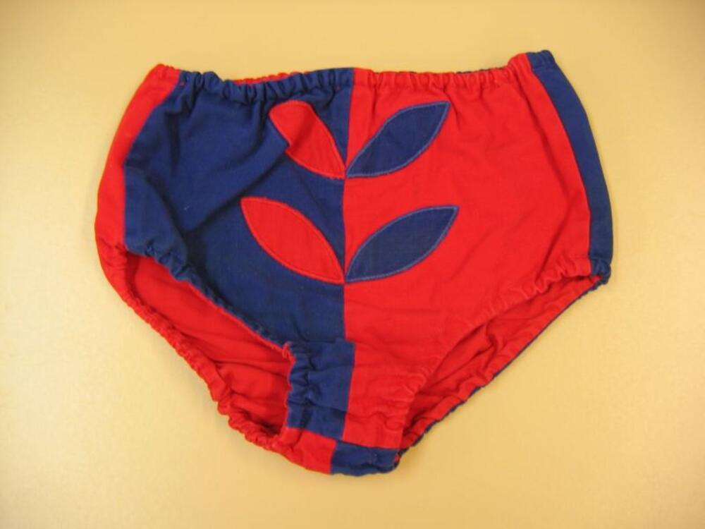 Broek zonder pijpen in rood en blauw katoen