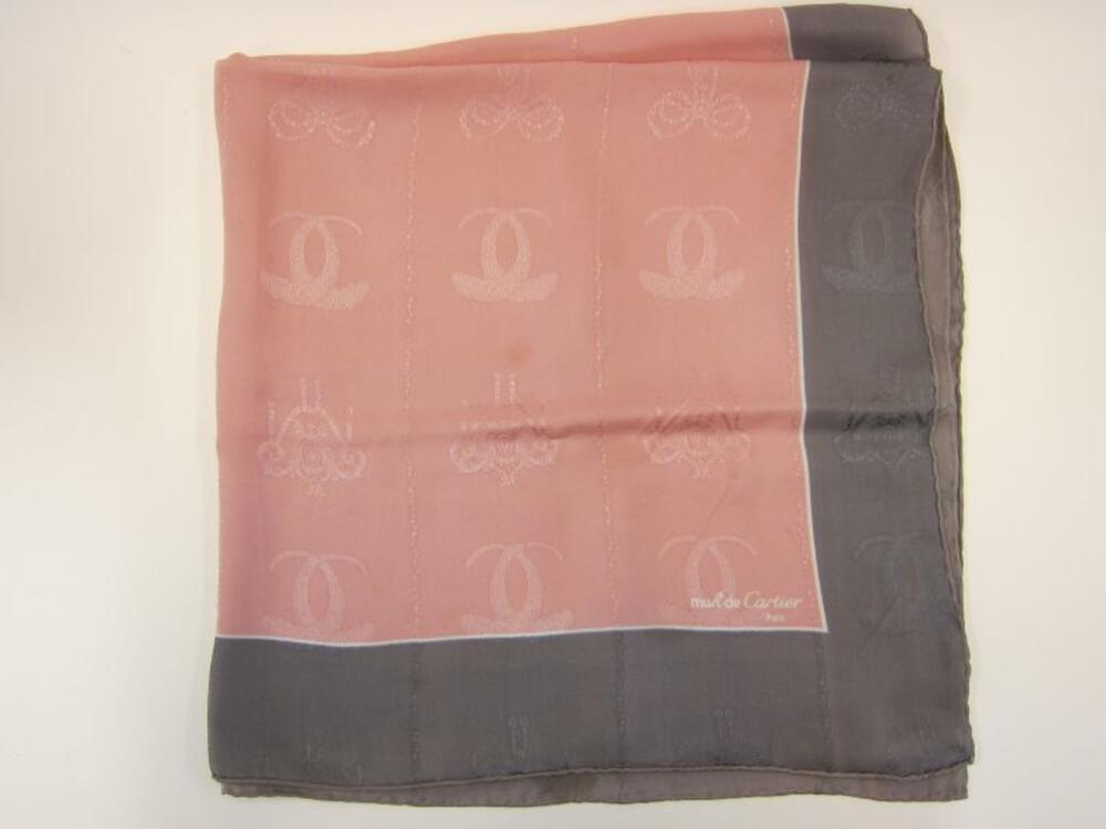 Grote foulard in roze en taupekleurige zijde