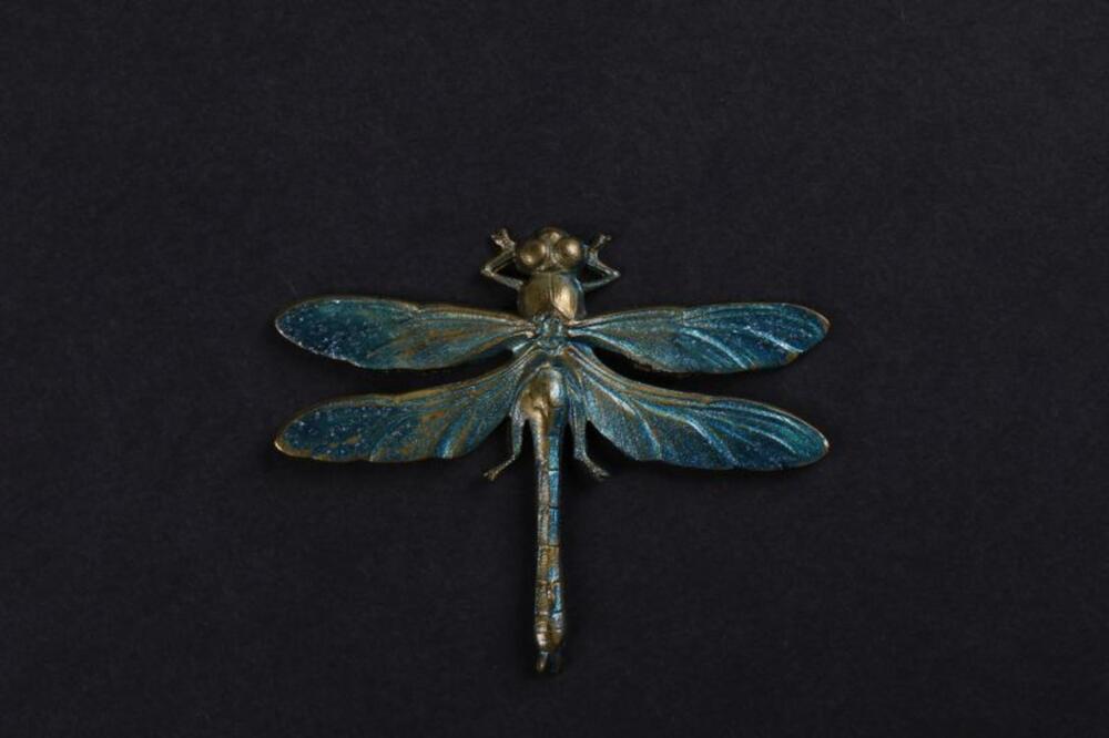 Broche in koper in de vorm van een libelle