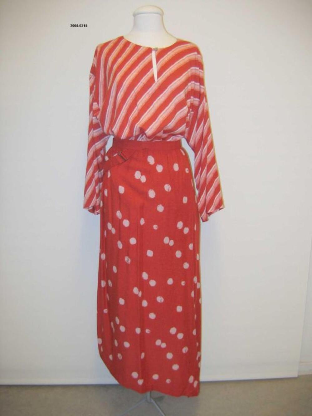 Blouse in rood-wit mengweefsel