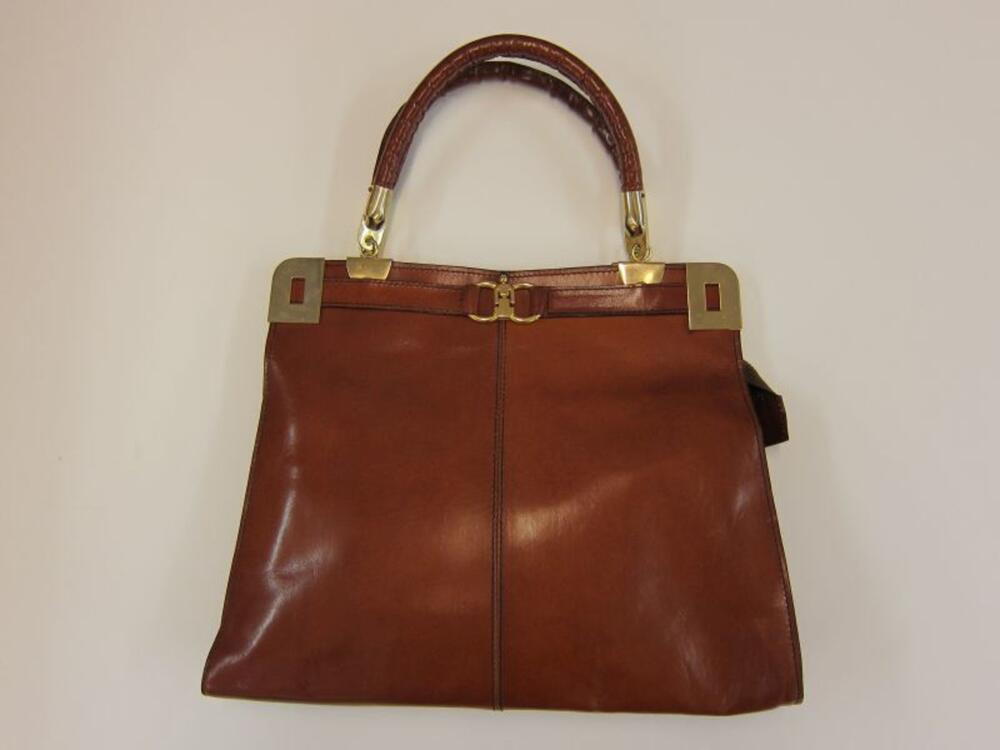 Handtas in bruin leer
