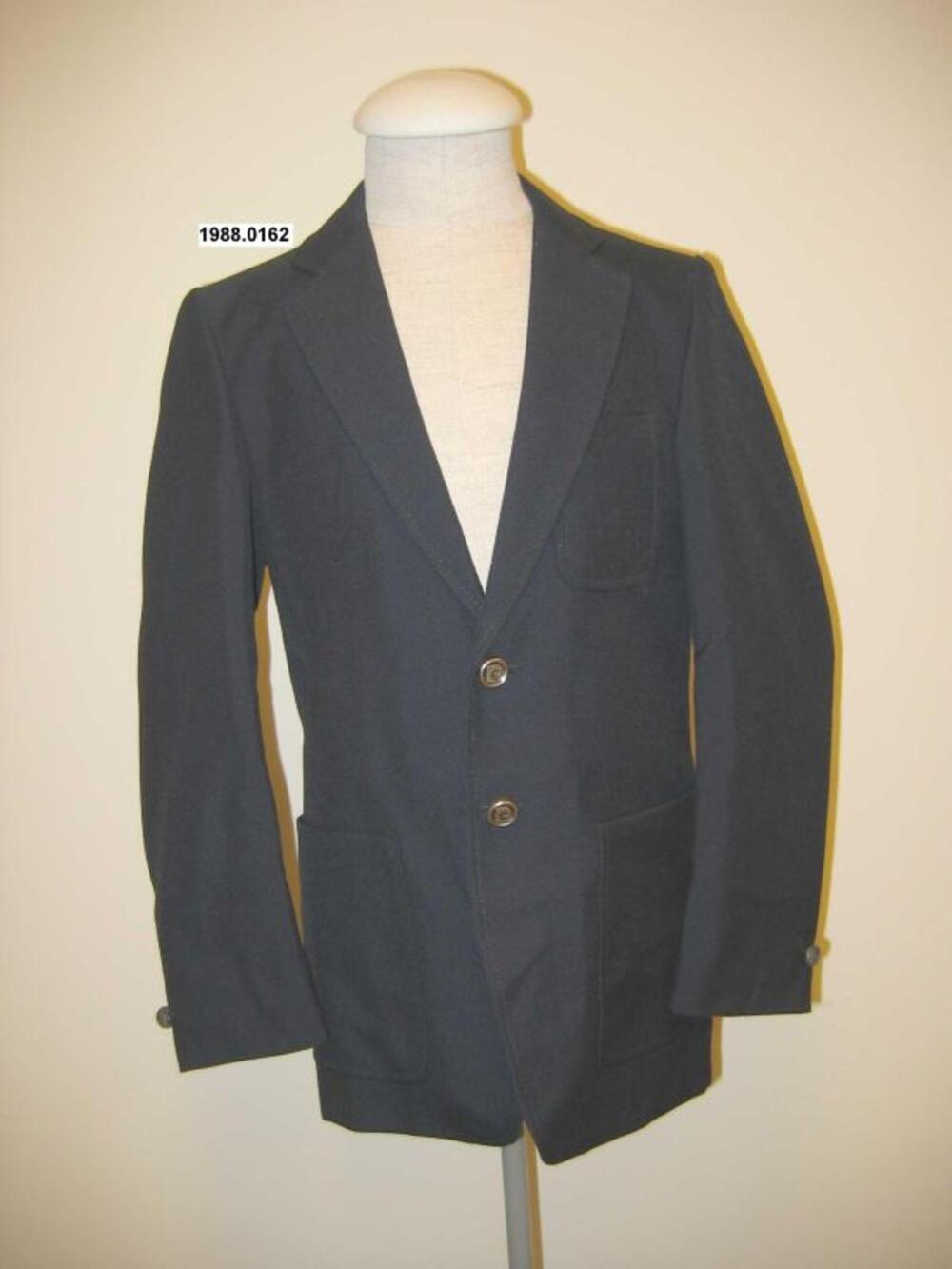 Marineblauwe blazer met lange mouwen en lange split in de rug
