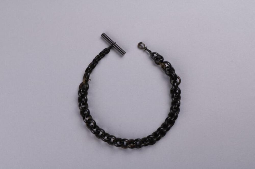 Horlogeketting met ronde schakels in zwart git