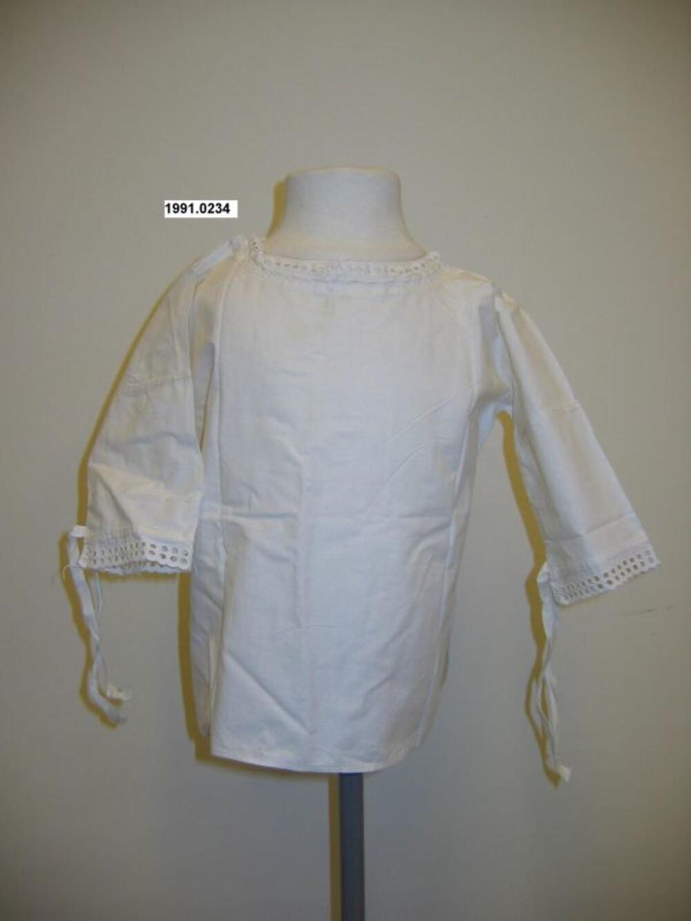 Onderhemd in witte flanel met lange mouwen