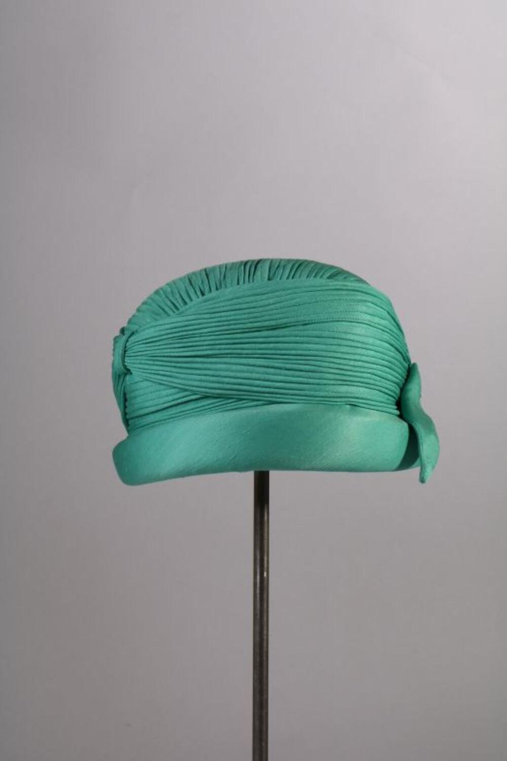 Tulbandhoed in turkoois, synthetisch materiaal