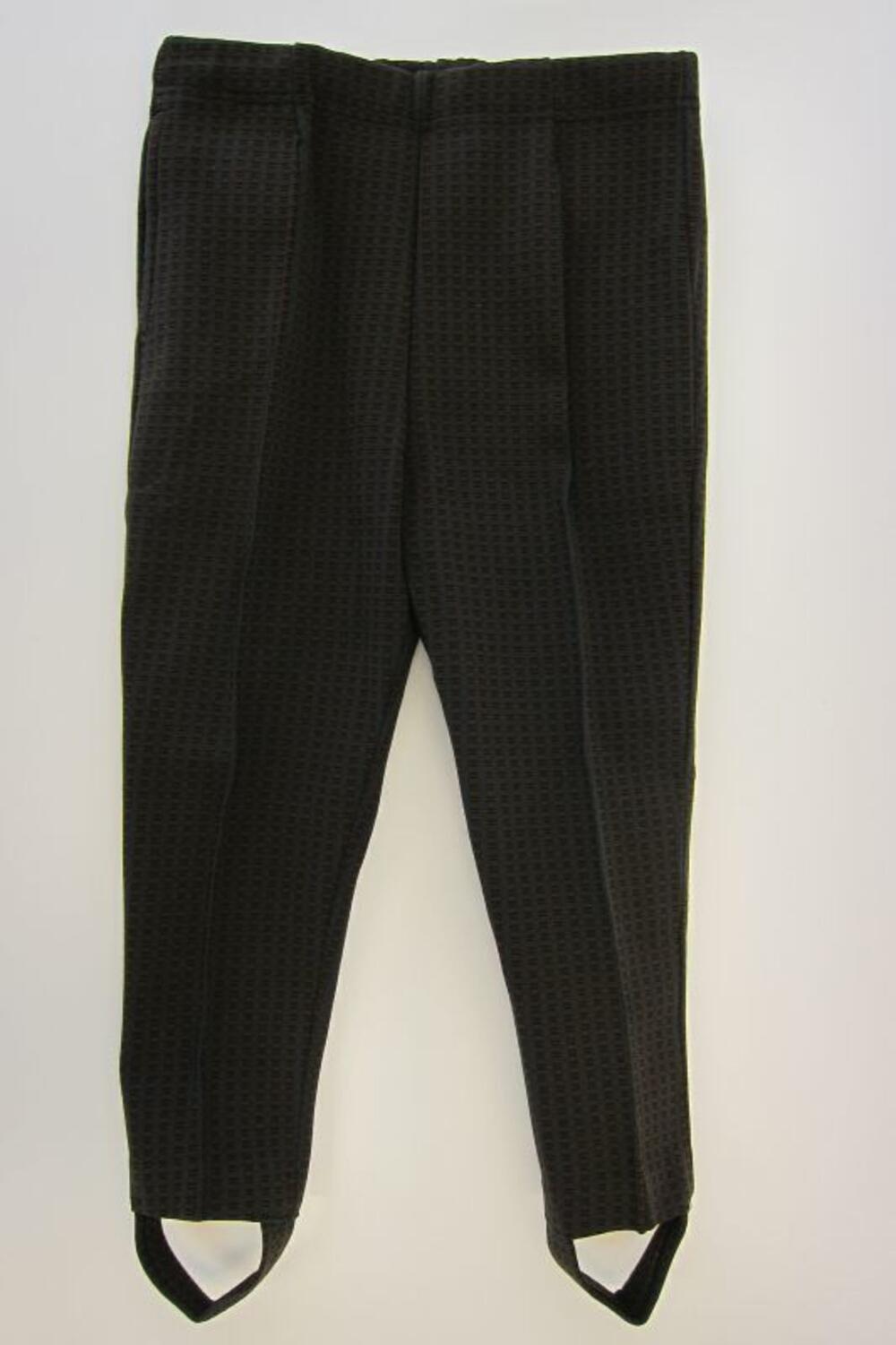 Legging in kakigroene stretchstof met blokkenpatroon
