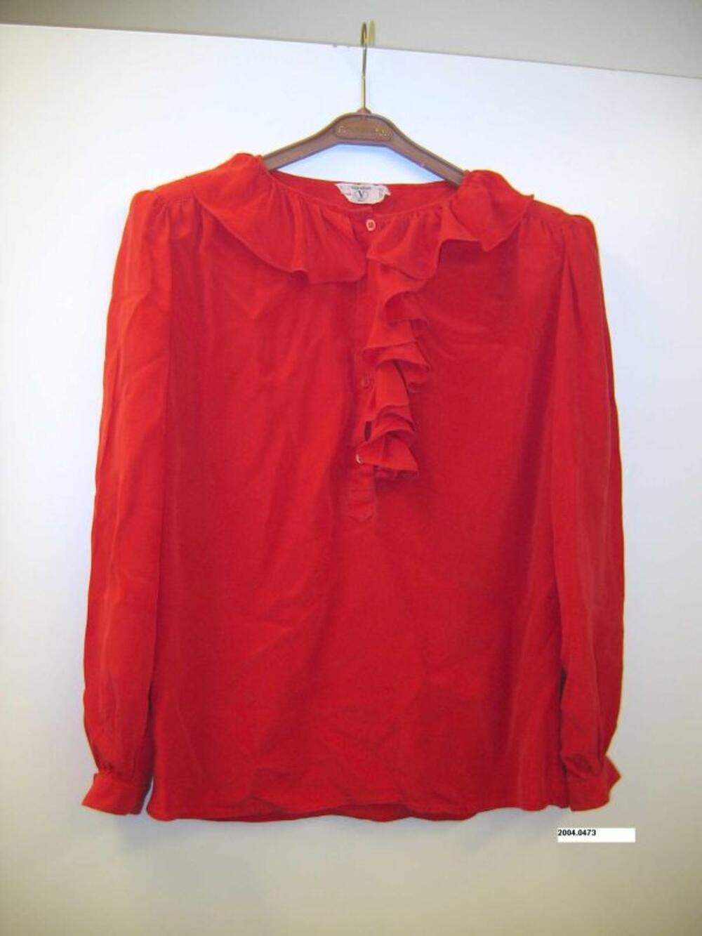 Blouse in rode zijde
