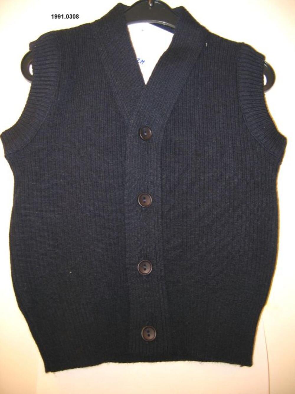 Mouwloze cardigan in donkerblauwe stof