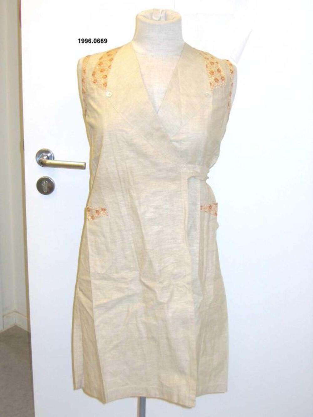 Mantelschort in beige linnen
