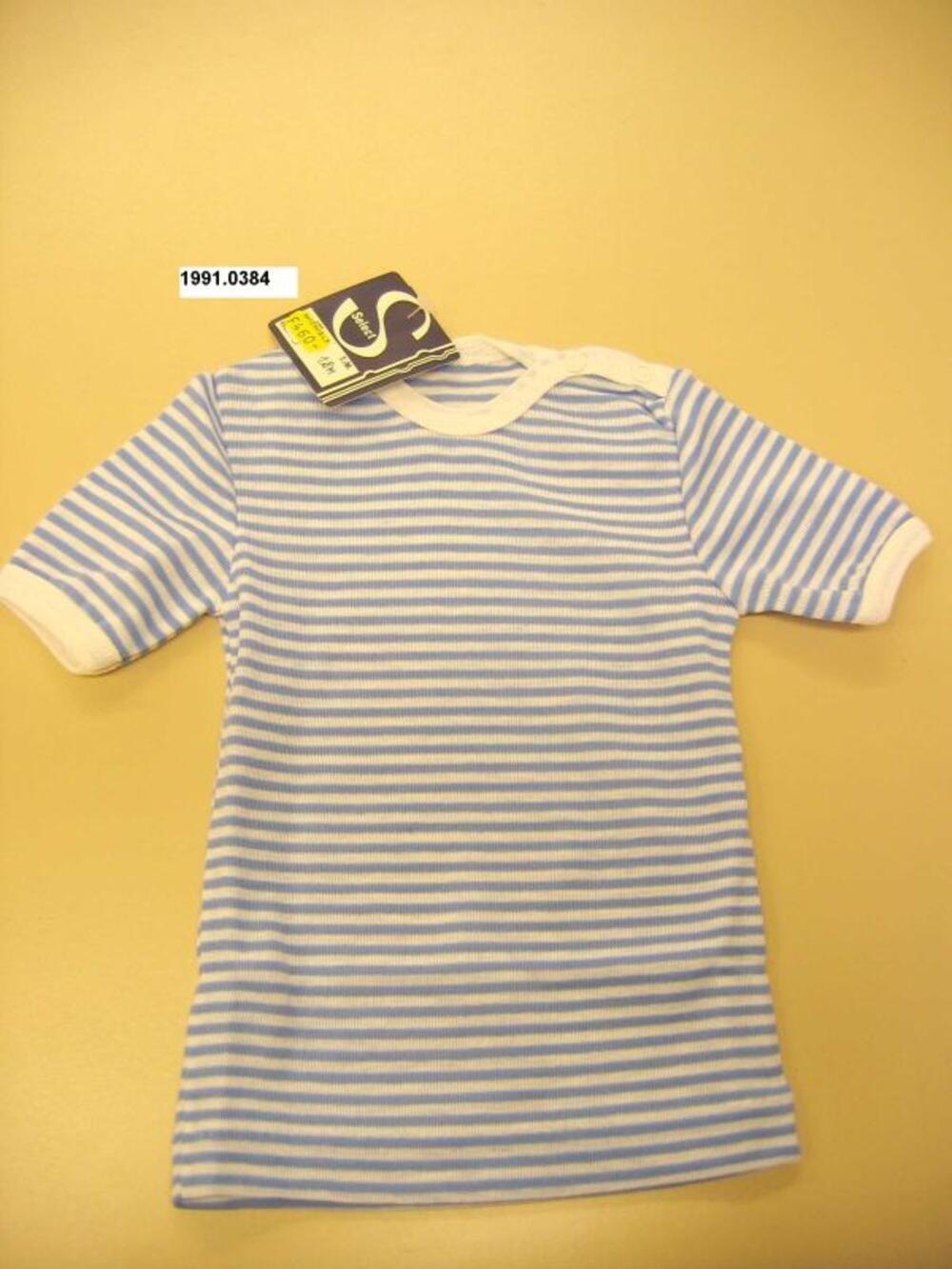 T-shirt in blauwe en wit gestreepte tricot