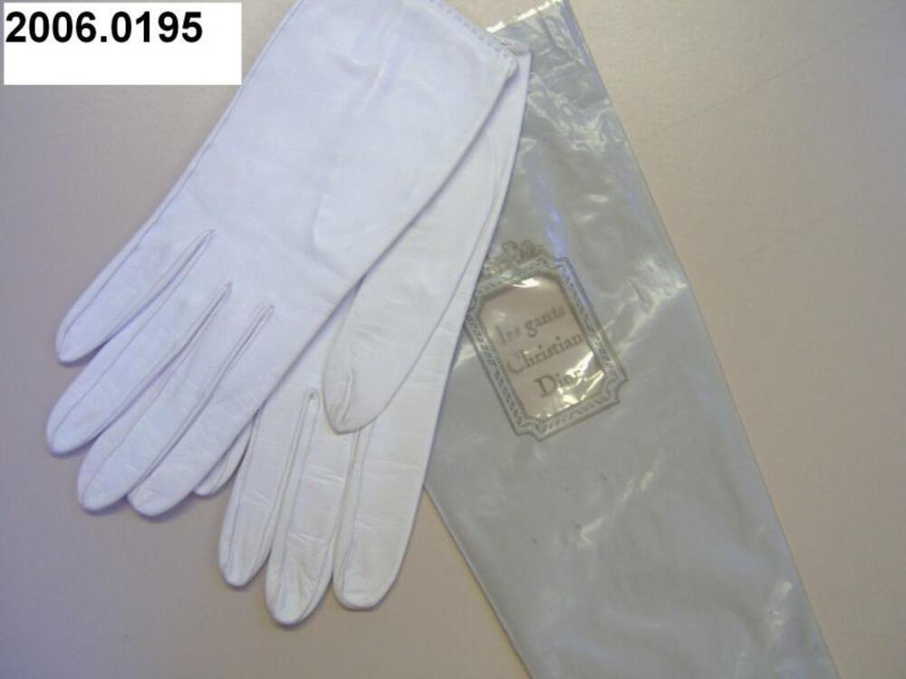 Korte handschoenen in wit leer