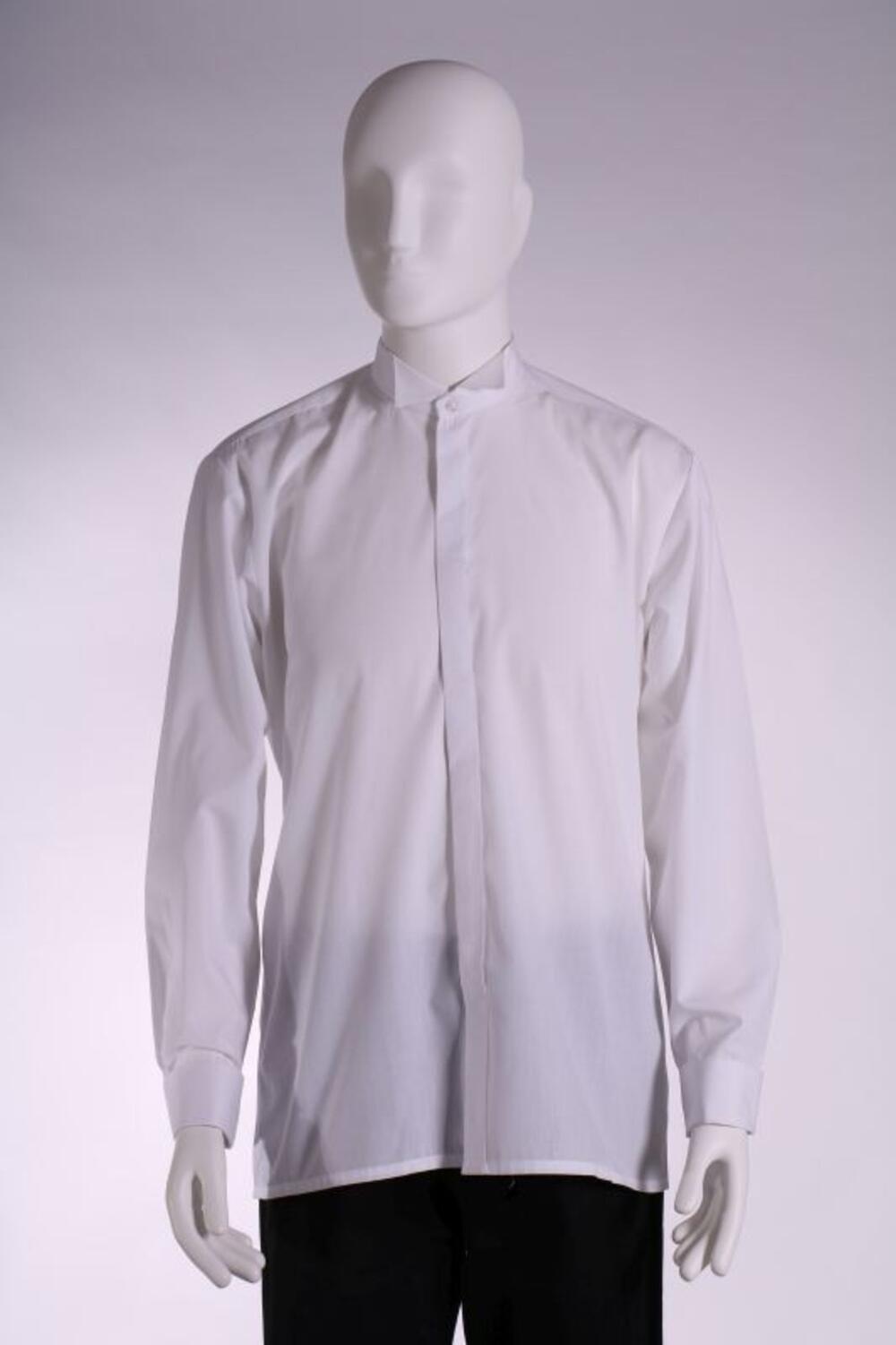 Hemd in wit polyester met geknikte kraag
