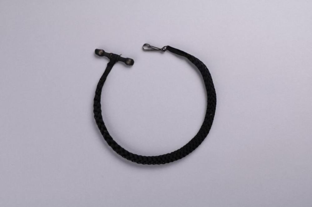 Horlogeketting in zwart, gevlochten lint