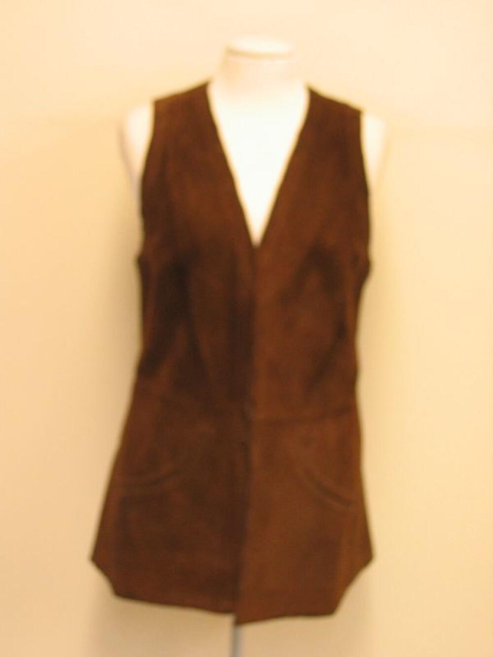 Driekwart gilet in bruine suède