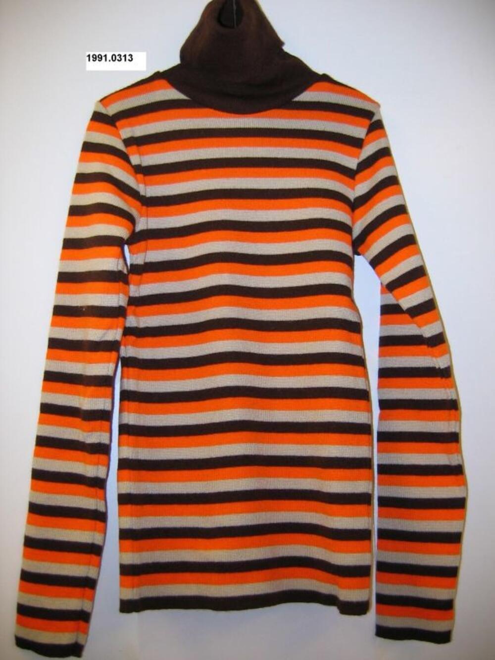 Gestreepte coltrui in bruin-beige-oranje synthetische stof