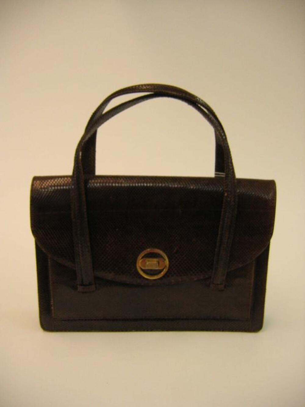Handtas in bruin reptielleer