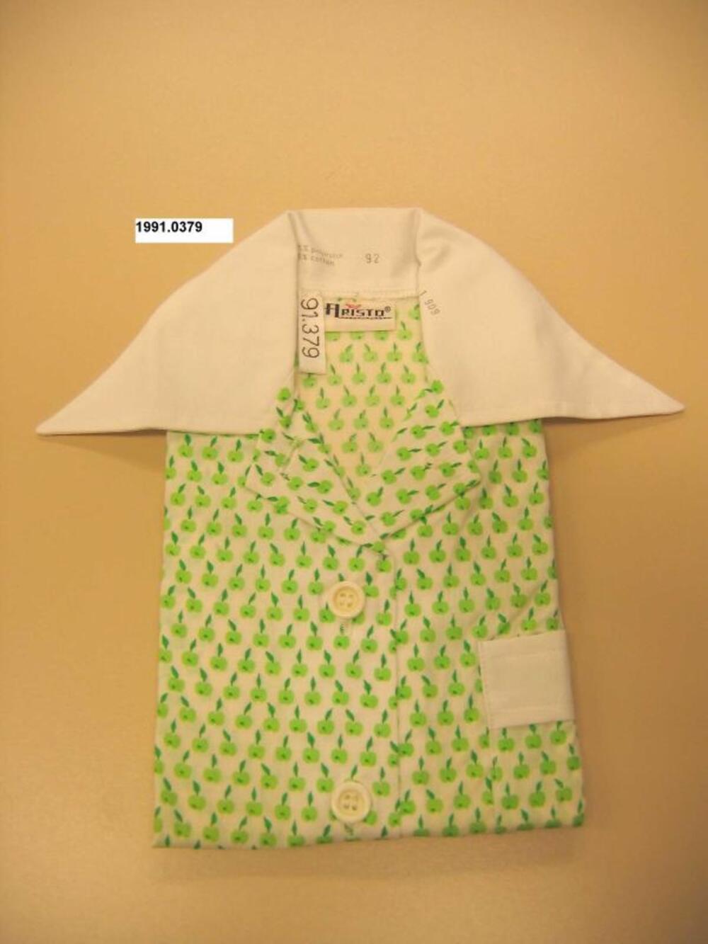 Blouse in wit-groene katoen met figuratieve bedrukking
