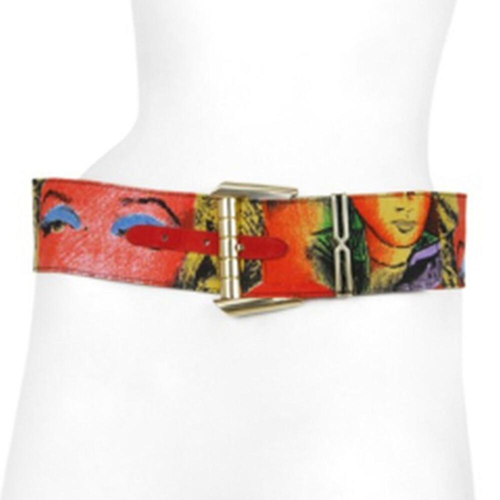 Brede riem met felgekleurde pop art print van Marylin Monroe