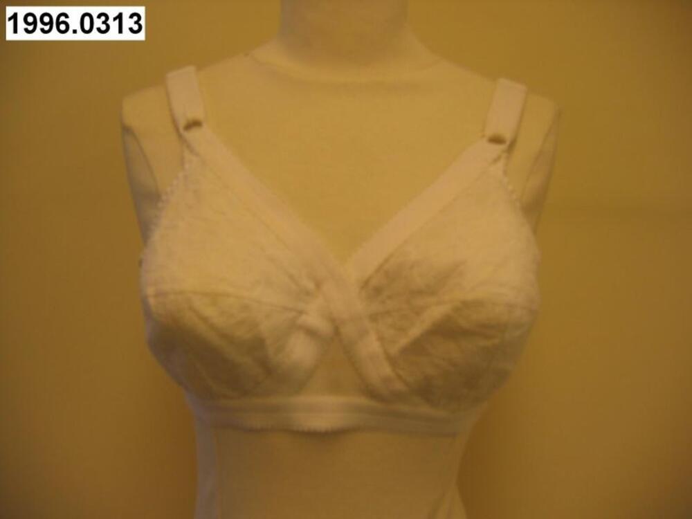 Bustehouder in witte nylon met cups in machinale kant