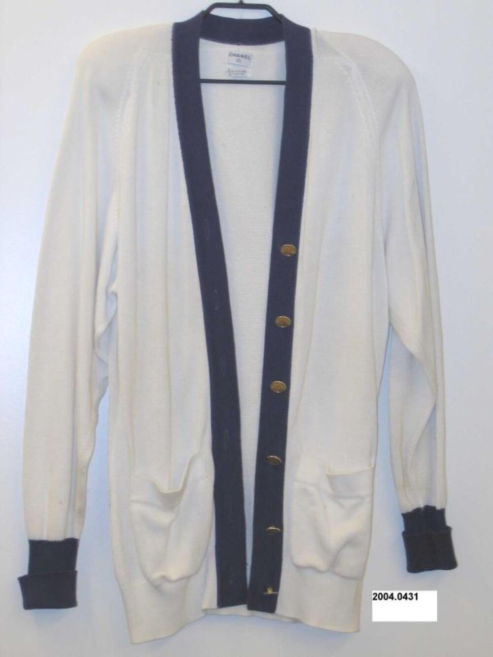 Halflange cardigan in witte katoenen breiwerk