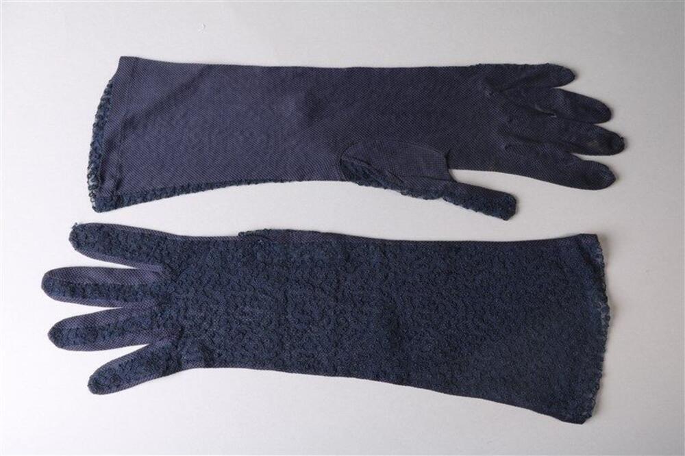 Handschoenen in blauwe, nylon tule