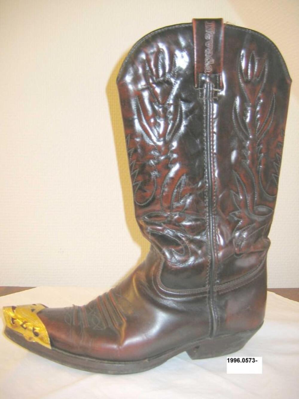 Cowboylaarzen in bruin leer met koperen neusstuk