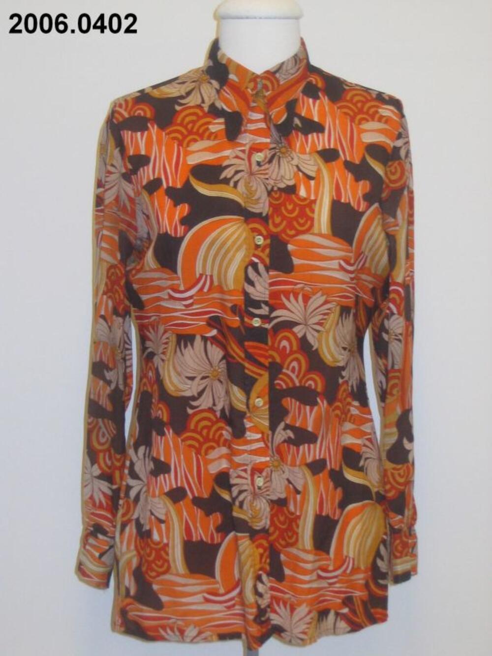 Blouse in oranje-bruine stof