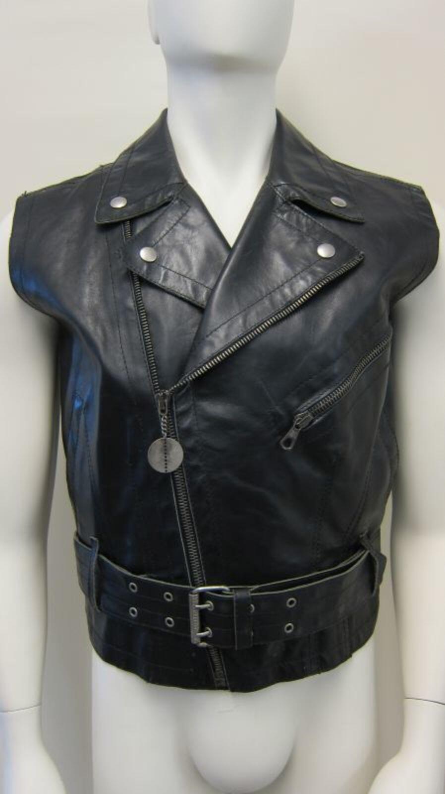 Mouwloze vest in zwart leer