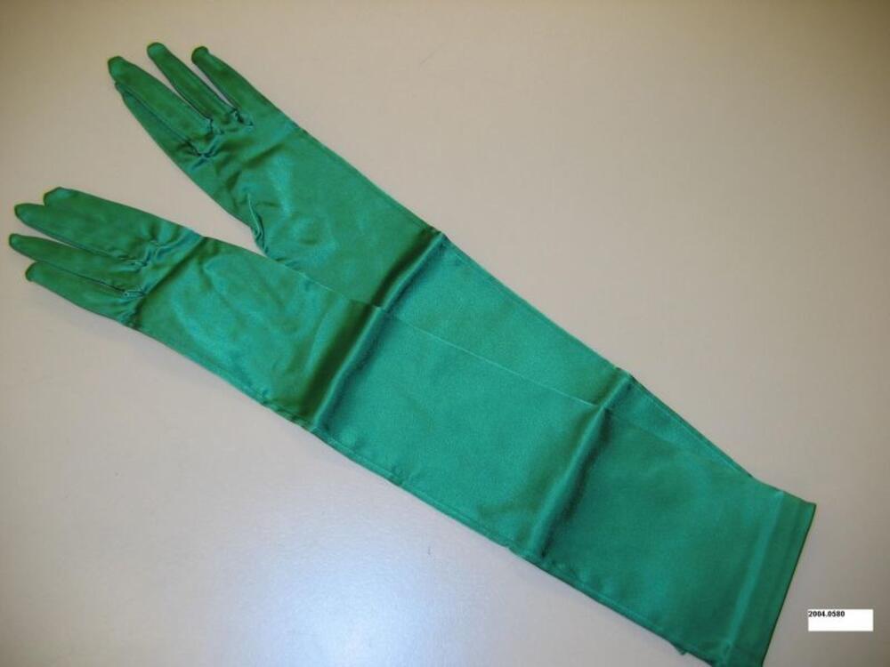 Handschoenen in felgroene, glanzende tricot