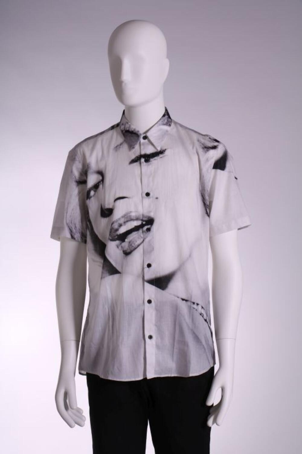 Hemd in witte katoen met korte mouwen en Marylin Monroe print