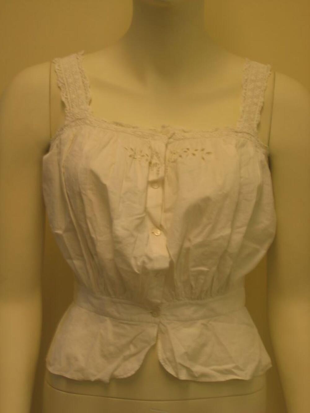 Cache-corset in wit katoen met broderie anglaise en naaldkant