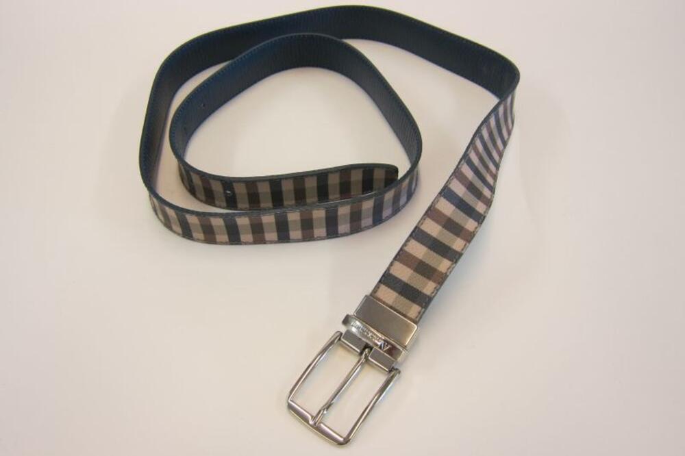 Leren riem met ruitenprint